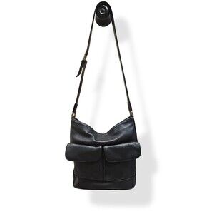 Carriage House Leather Purse Shoulder Bag Black Pebbled Leather